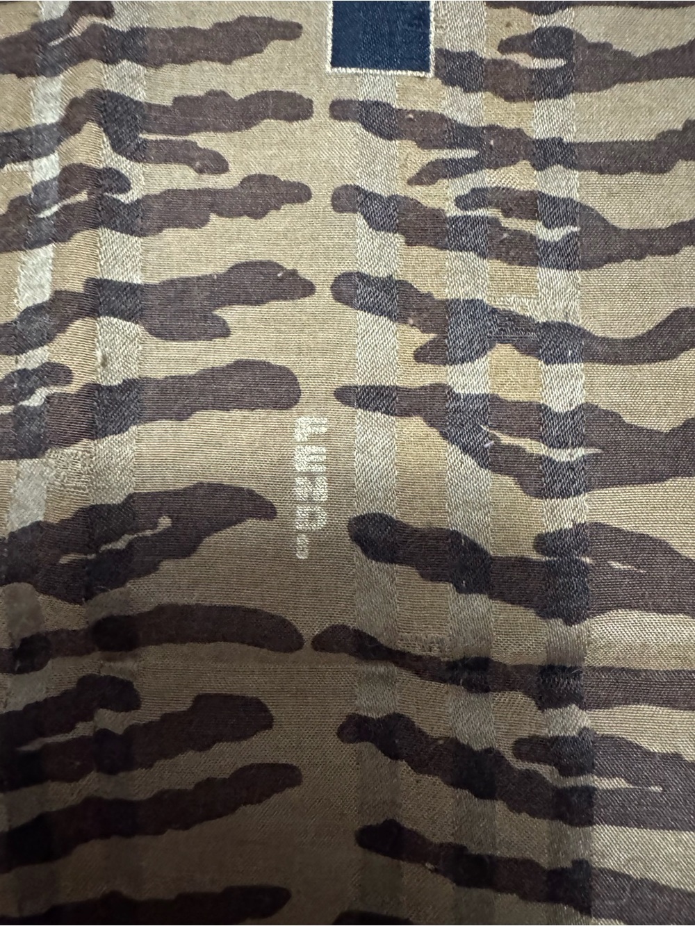 Fendi AUTHENTIC Vintage Logo FF Monogram Brown Black Zebra Small Scarf - Picture 7 of 16